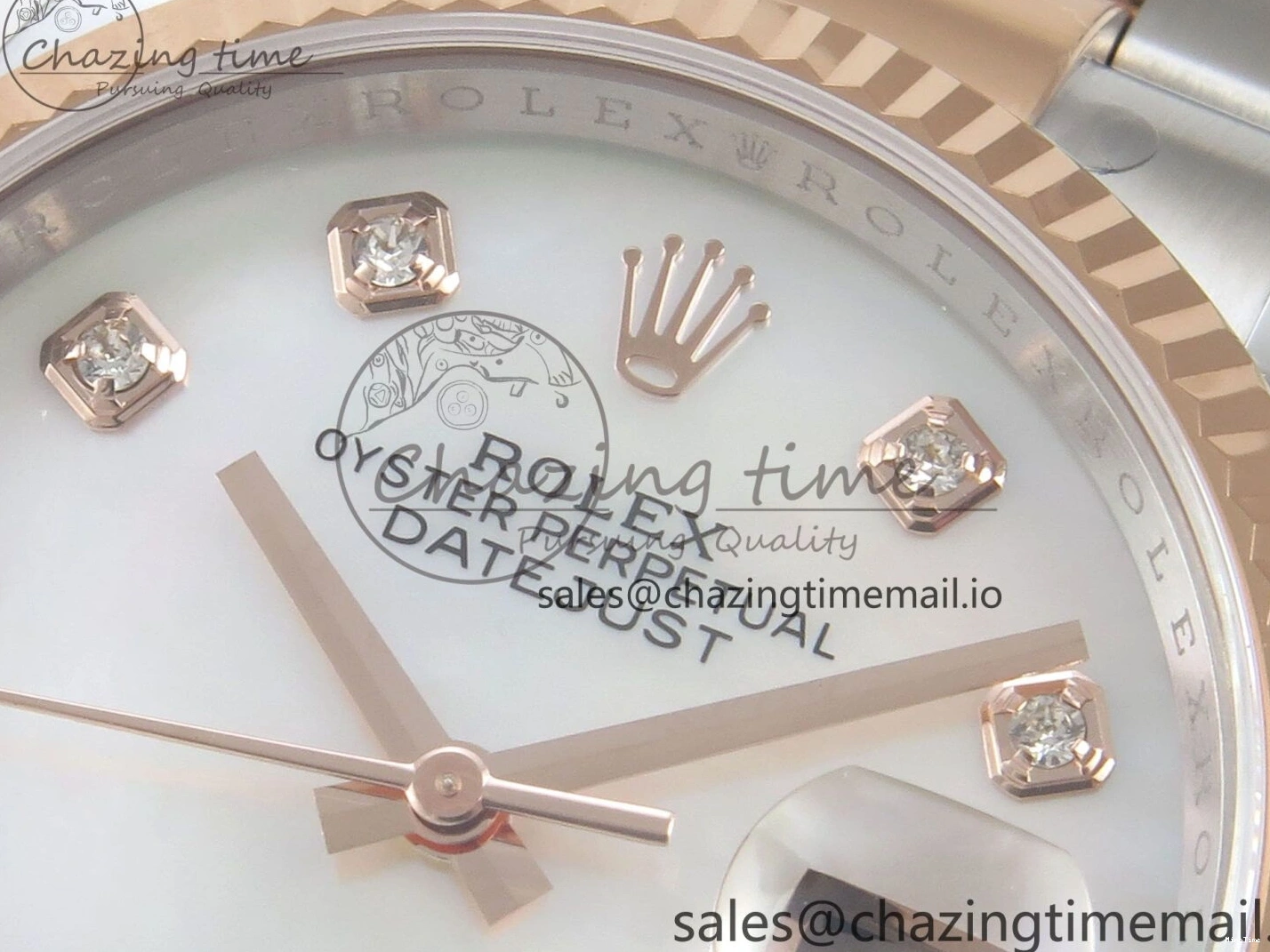 MiroTime 0426 FastDry DateJust 36 SS RG ARF 1:1 Best Edition 904L Steel White MOP Diamonds Dial on Oyster Bracelet SH 57